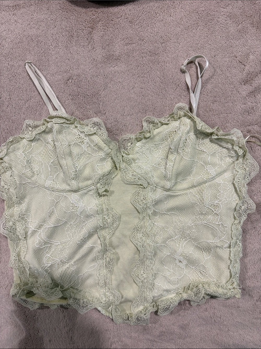 Zara Light Sage Lace Crop Cami